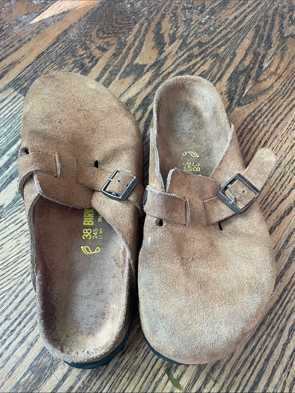 Birkenstock Boston Suede Clogs Taupe Tan Mules Size 38 Regular Fit (wide) - Picture 9 of 10